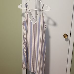 Red, white, blue striped dress